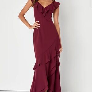 Elegant Burgundy Ruffle Dress
